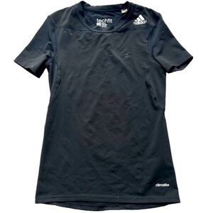 Adidas Tech Fit Black Fitted Athletic Player Short Sleeved Shirt Size 11/12